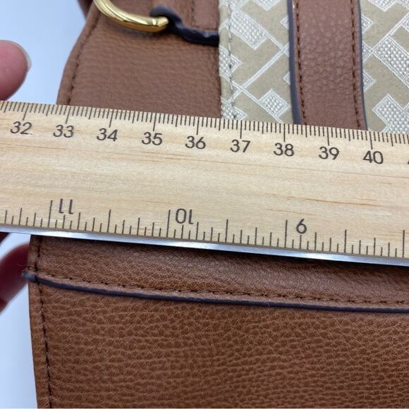 Tommy Hilfiger Large Tote Purse Handbag Gold Chain Accents-Brown - Picture 13 of 14